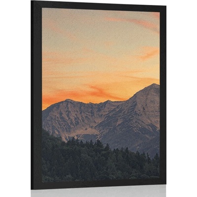 Plakát západ slunce na horách - 20x30 black