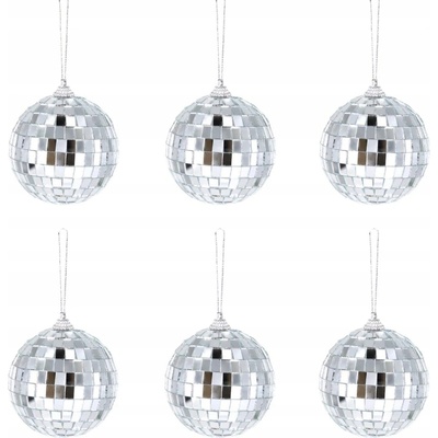 Laalu Ozdoby stříbrné lesklé disco koule 6 cm 6 ks