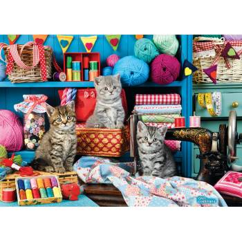 EUROGRAPHICS - Puzzle Kittens in the Sewing Room - 1 000 piese