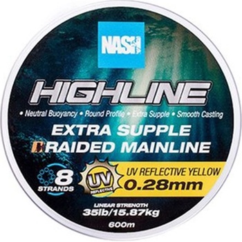 Nash Splietaná šnúra Highline Extra Supple Braid UV Yellow 600 m 0,24 mm 13,6 kg