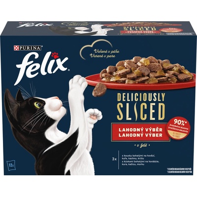 Felix Deliciously Sliced hovězí kuře kachna a krůta v želé 12 x 80 g