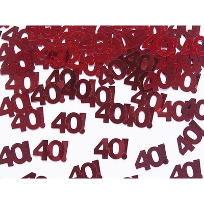 PartyDeco Konfety číslo 40 v červenej farbe