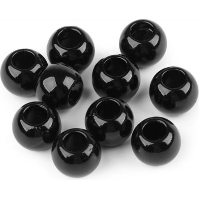 Plastové perly s velkým průvlekem 11x15 mm, 10 ks, černá č. 6