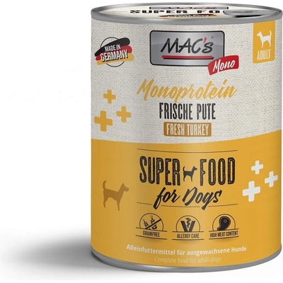 MAC's Dog Sensitive Turkey - Пълноценна консервирана храна за кучета с чувствителен стомах, без зърно, с пуешко месо и моркови