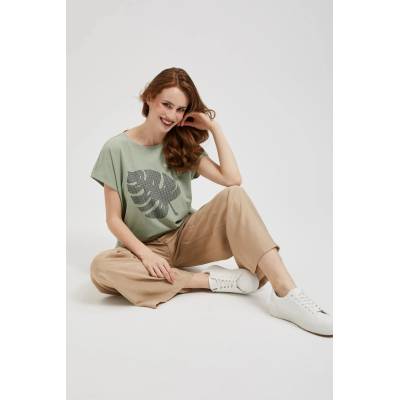 Moodo Блуза с принт в маслинен цвят Moodo Moodo | Zelen | ЖЕНИ | XS