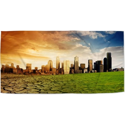 Sablio Ručník s potiskem Vprahlá zem před mrakodrapy 50 x 100 cm