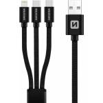 SWISSTEN DATA CABLE TEXTILE 3in1 1, 2 M BLACK Цвят: черен