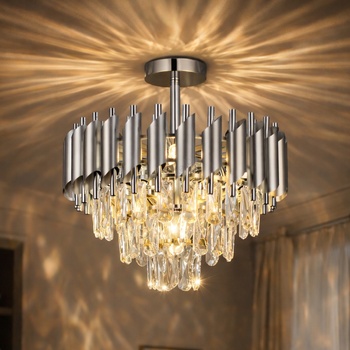 Brilagi - Плафон ECLIPSE 5xE14/10W/230V Ø 38 см, сребрист (BG3337)