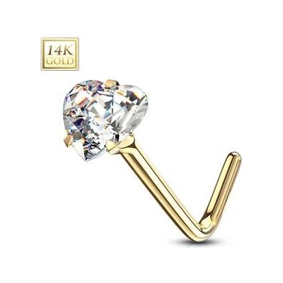 Šperky4U zlatý piercing do nosu čirý zirkon ZL01192C-YG – Zboží Dáma