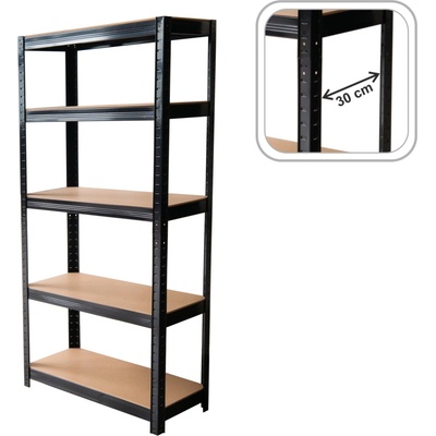 Tvujregal Kovový Economy 180 x 90 x 30 cm 5 polic lakovaný černý – Zboží Dáma