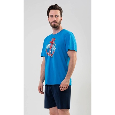 Vienetta MAN pánské pyžamo šortky Kotva modrá