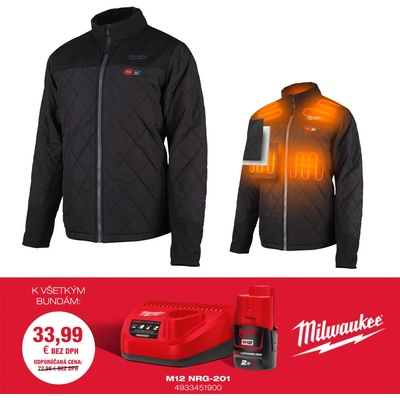 Milwaukee M12 HJP 0 prešívaná vyhrievaná bunda čierna