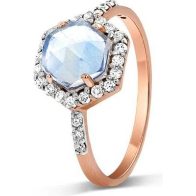 Elenys Kráľovský prsteň zlato Vermeil GU DR10305R ROSEGOLD MOONSTONE ZIRCON