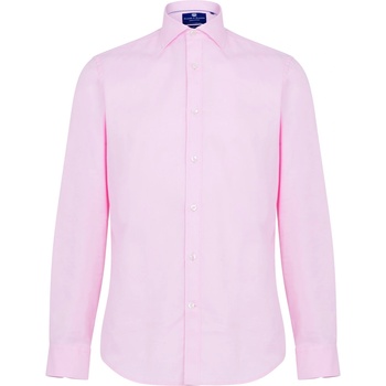 Haines and Bonner Футболна фланелка Haines and Bonner Edward Slim Fit Cutaway Collar Twill Shirt - Pink 72