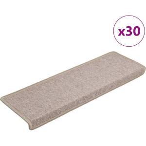 vidaXL Изтривалки за стълби, 30 бр. , 65x21x4 см, бежови, правоъгълни, кант (3365771)