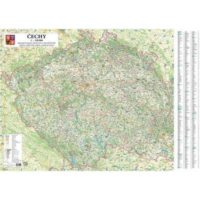 Čechy - obří nástěnná mapa 190 x 137 cm, lamino + očka