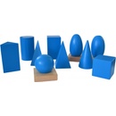Montessori A050 geometrická tělesa s podstavci a krabicí