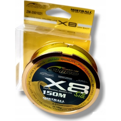 Mistrall Shiro šňůra Silk Braided Line X8 Fluo 150m 0,08mm