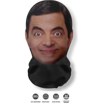 Kukla na hlavu a tvár čierna s farebnou potlačou tváre Mr. Bean
