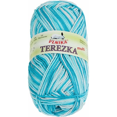 BELLATEX Priadza Terezka multi 50 g - 252 biela, modrá, tyrkysová