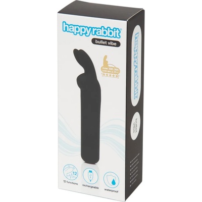 Happy Rabbit Bullet - акумулаторен, заешки вибратор (черен)