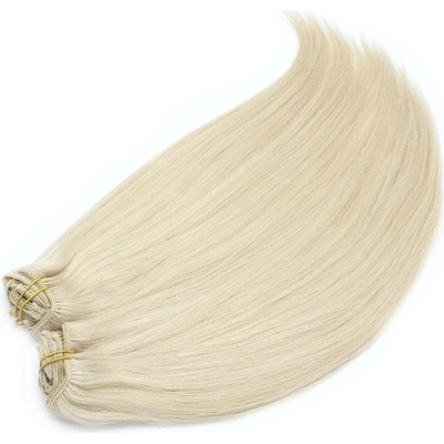 Clip in maxi set 63cm pravé lidské vlasy REMY PLATINA