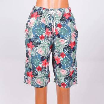 Image 1 of Мъжки плувни шорти с екзотичен десен в зелено и червено