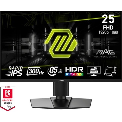 Монитор MSI MAG 255PXF, 24.5", 0.5ms, 300Hz, Rapid IPS, 1920x1080 (FHD), 16: 9, AMD FreeSync Premium, 90% DCI-P3, AG, HDR Ready, 250 nits, 1000: 1, DCR 100M: 1, 2x2W, DP(1.2a), 2xHDMI 2.0b, Pivot, H (9S6-3BC24M-064)