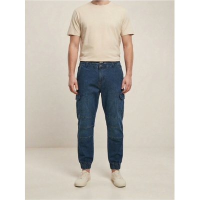 Urban Classics Pánské modré bavlněné cargo džíny jogger