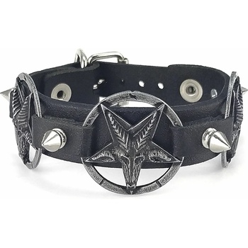 Image 1 of Leather & steel fashion гривна Triple Baphomet Cult- LSF1 71