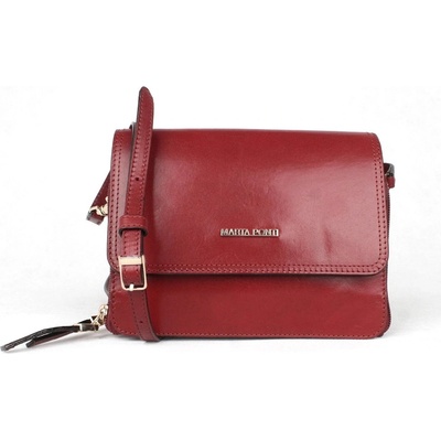 Marta Ponti Dvouoddílová luxusní dámská kožená crossbody kabelka A10 tmavěčervená
