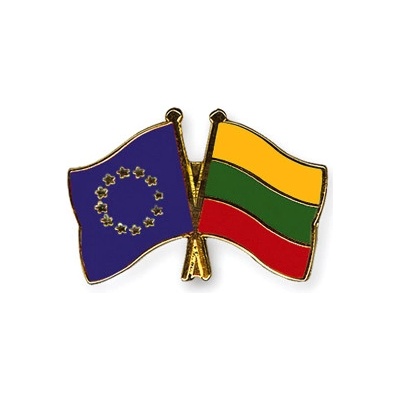 Odznak (pins) 22mm vlajka EÚ + Litva - farebný