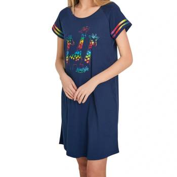 Нощница в тъмносин цвят с цветни жирафи и ленти