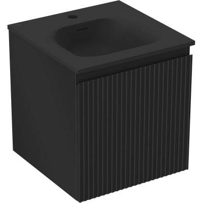 Mexen Rivel шкаф за баня 45 см с мивка Vela, 1 чекмедже, набразден, черен мат (91A20-04547-1-BF71-W23M71)