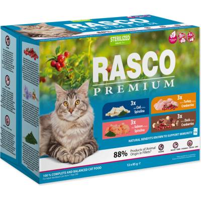 Rasko Premium Cat Sterilized salmon cod duck turkey 12 x 85 g