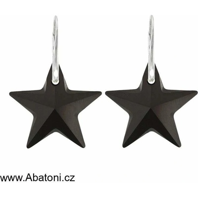 Swarovski Elements Star krystal stříbrné náušnice visací černá hvězda hvězdičky 51055.1 Jet černá