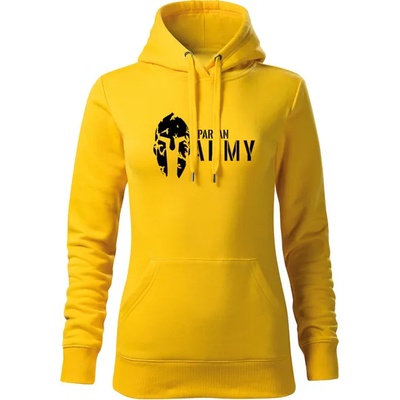 DRAGOWA дамски суитшърт с качулка, Spartan Army, жълт, 320г/м2 (5986)