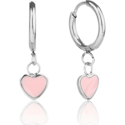 Jan Kos jewellery Náušnice z oceli s růžovým zirkonem STA-39