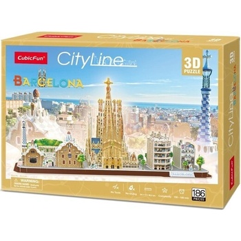 CubicFun 3D puzzle CityLine panorama Bracelona 186 ks