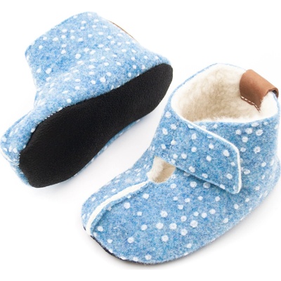 Oma King detské barefoot vlnené papuče oma king kaku -blue dots