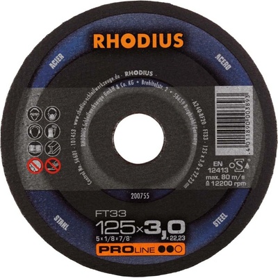 RHODIUS Ruční řezný kotouč FT33 125 x 3,0 x 22,23 PROline 200755