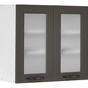 Matis Кухненски шкаф горен с две витрини contempo v80/s сив