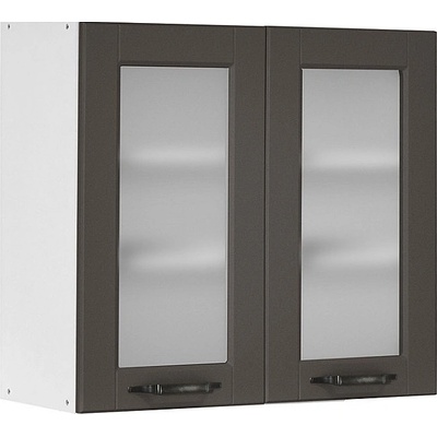 Matis Кухненски шкаф горен с две витрини contempo v80/s сив