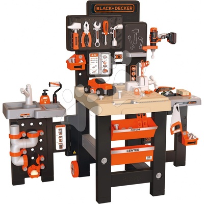 Smoby pracovný stôl trojkrídlový Black&Decker Mega Center strojárstvo inštalatérstvo lakovanie a tesárstvo 100 doplnkov 103 cm výška SM360726