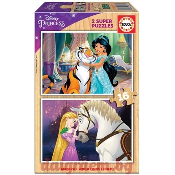Image 1 of Educa Дървен пъзел educa 18875 - 2 х 16 части - Дисни принцеси (edu18875)