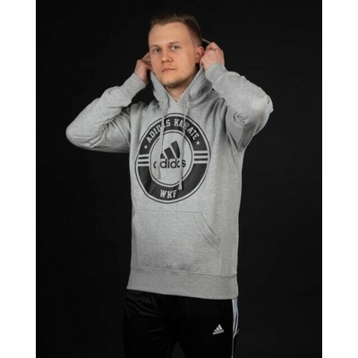 adidas WKF Karate mikina s kapucňou Sivá
