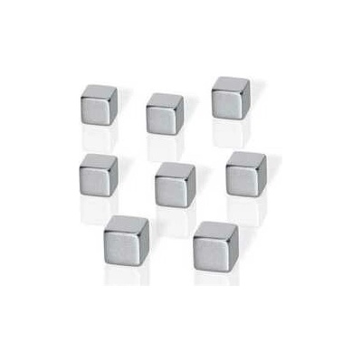 Neodymové magnety, tvar kostky, stříbrná, 10x10x10 mm, 8 ks, BE!BOARD