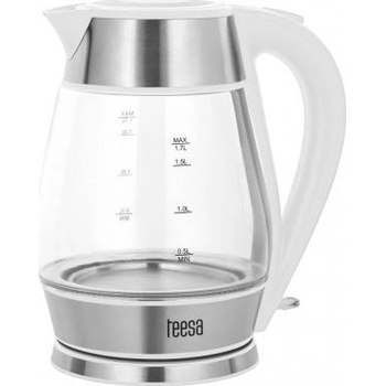 Teesa TSA1512W Електрическа кана, стъкло + неръждаема стомана, 2200 W, 1, 7 L, бял (TSA1512W)