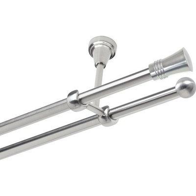 OK-GarnýžeCZ Garnýž kovová dvouřadá 19mm Capri nerez 360 cm do stropu / na tunýlek - bez kroužků
