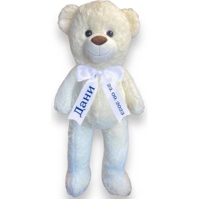 Плюшено мече с надписана панделка, екрю, 80 см (1191-Н3)